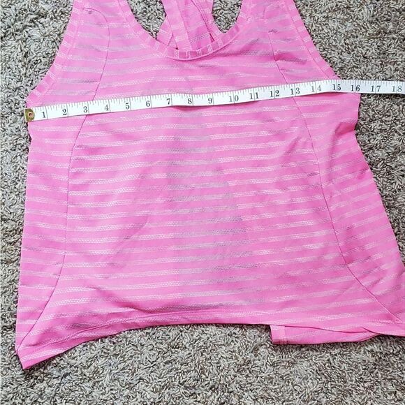 Zyia Pink & Silver Striped Split Back Tank Top - Picture 5 of 6